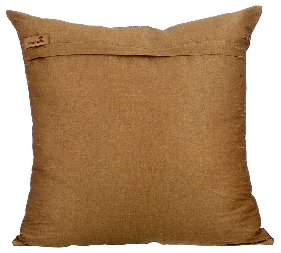 Gold Decorative Pillow Shams 24"x24" Silk, Golden Ivy