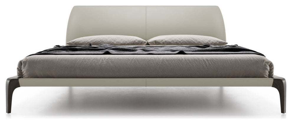 Vanderbilt Bed, Truffle Beige Eco Leather and Seared Ash, Queen