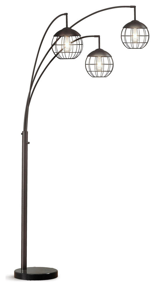 Metro 3-Light LED Vintage Dimmable Arch Floor Lamp, Dark Bronze