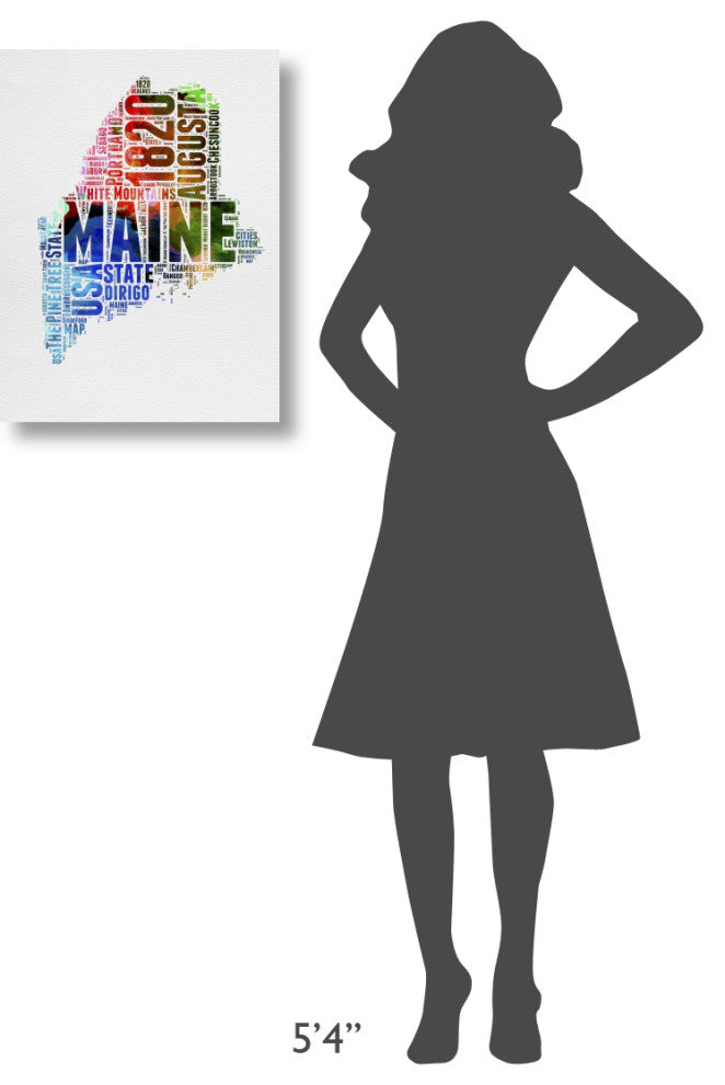 "Maine Watercolor Word Cloud" Fine Art Print