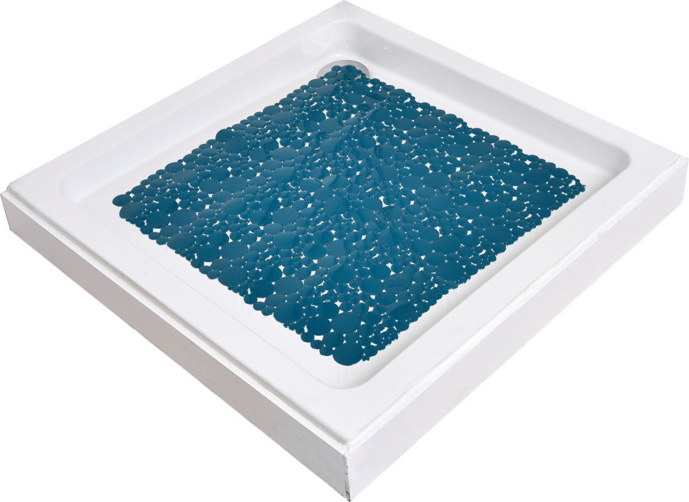 Bubbles Non-Slip Square Shower Mat 20"³L X 20"³W, Peacock Blue