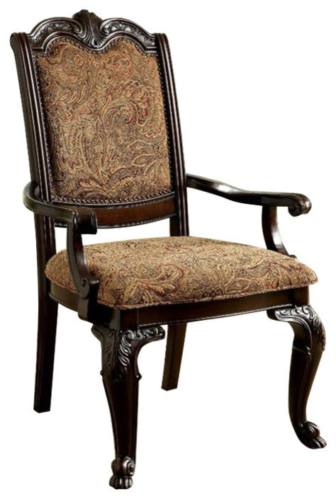 Classic Style Transitional Arm Chair, Cherry Brown