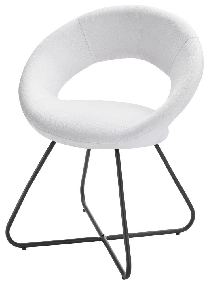 Dining Chair, Set of 2, White Black, Fabric, Modern, Cafe Bistro Hospitality