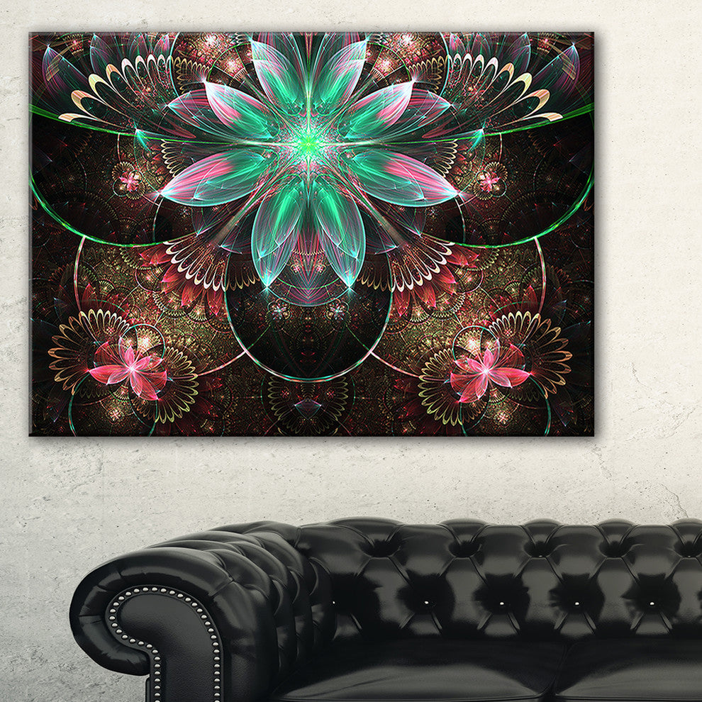 "Large Star Flower Fractal Pattern" Floral Wall Art Canvas, 40"x20"