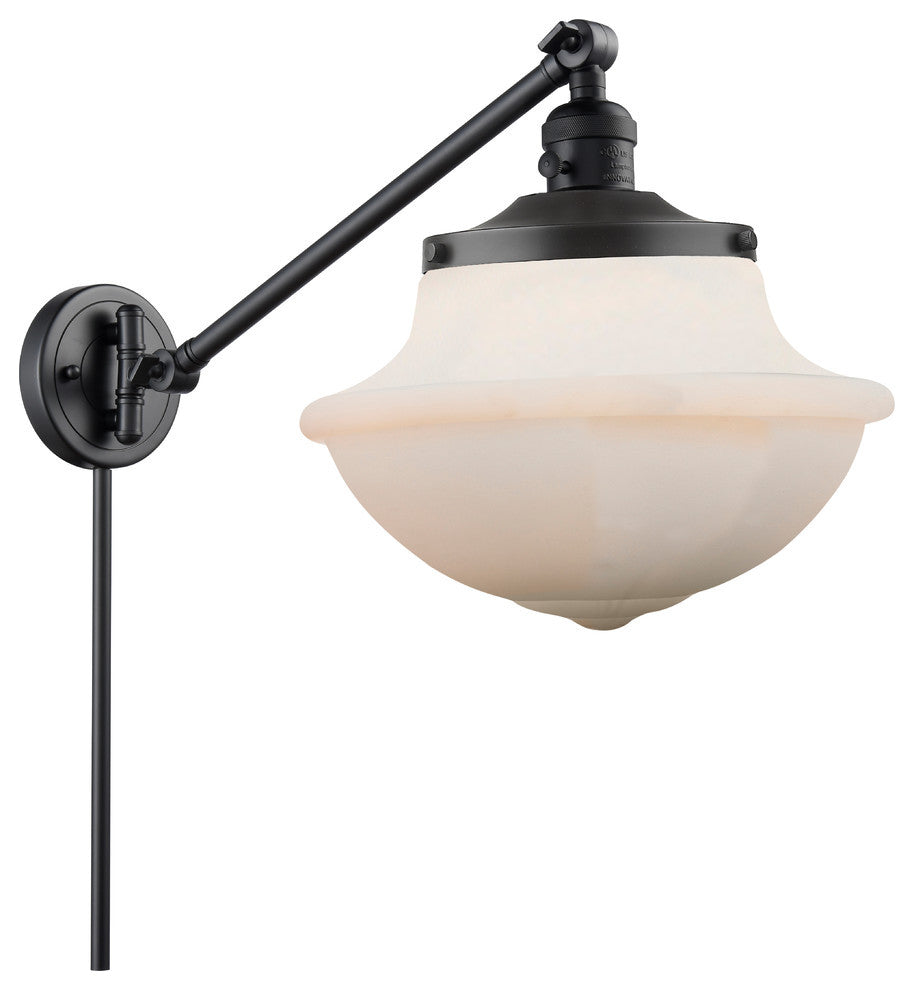 Large Oxford 1-Light Swing Arm, Matte Black, Matte White