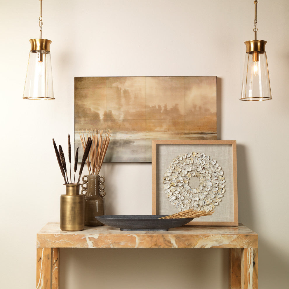 Cloudscape Wall Art, Taupe and Slate Lacquer