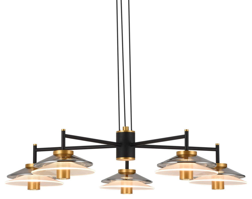 Verona 31" ETL Certified Integrated LED Height Adjustable Chandelier, Black