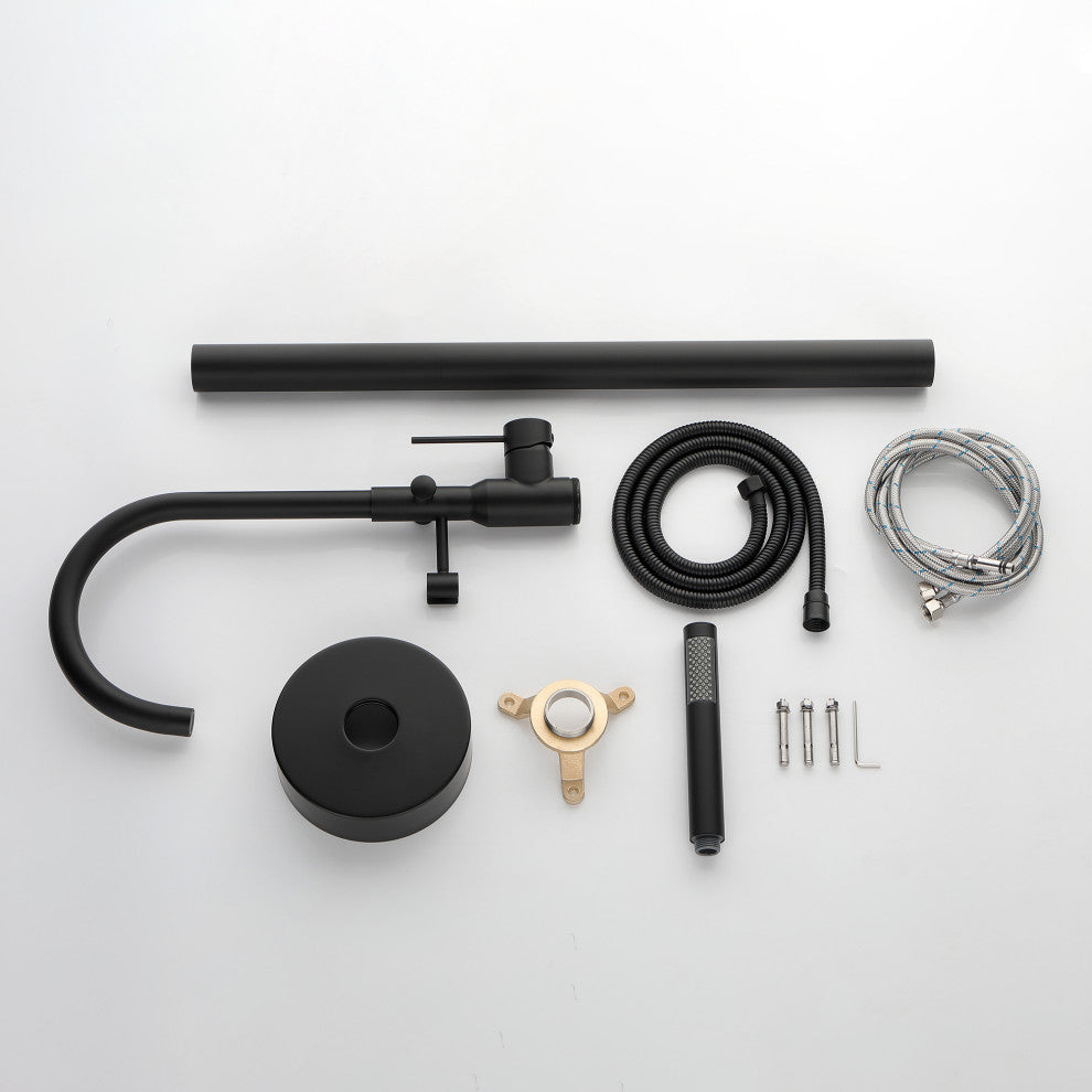 Single Handle Floor Mounted Clawfoot Tub Faucet, Matte Black