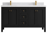 Nashville 60" Double Bathroom Vanity, Black 2" Empira Quartz