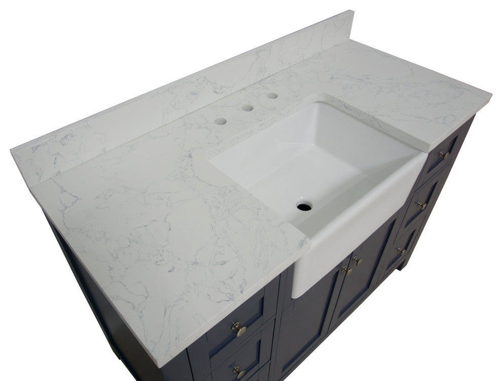 Yorkshire 48" Bathroom Vanity, Marine Gray, Engineered Marble