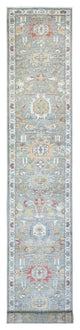 Camouflage Green Wool Hand Knotted Finer Peshawar XL Runner Rug, 2'5"x15'11"