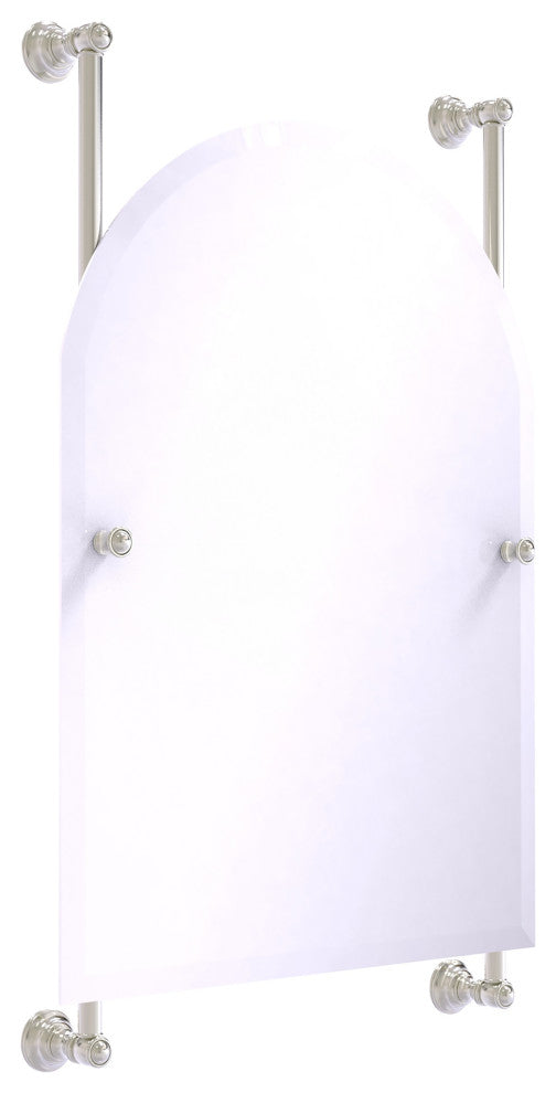 Carolina Arched Top Frameless Rail Mounted Mirror, Satin Nickel