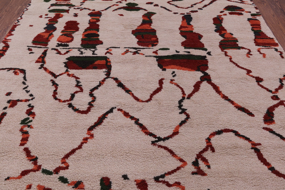 Moroccan Hand Knotted Wool Rug 8' 0" X 10' 2" Q9295