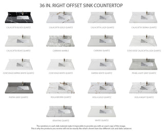 Sonoma Oak 36 Right Offset Bath Vanity with 2" Piatra Gray Quartz