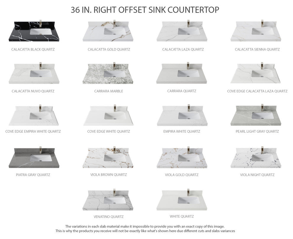 Sonoma Oak 36 Right Offset Bath Vanity with 2" Piatra Gray Quartz