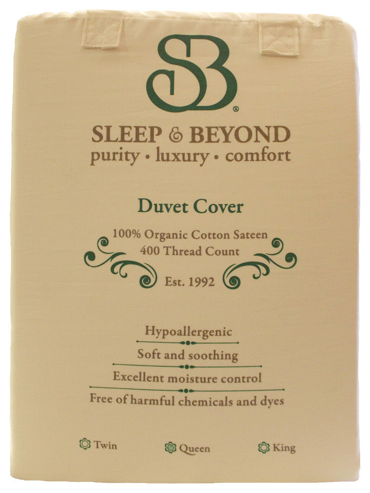 Sleep & Beyond Organic Cotton Duvet Cover, Ivory, Twin 66"x86"