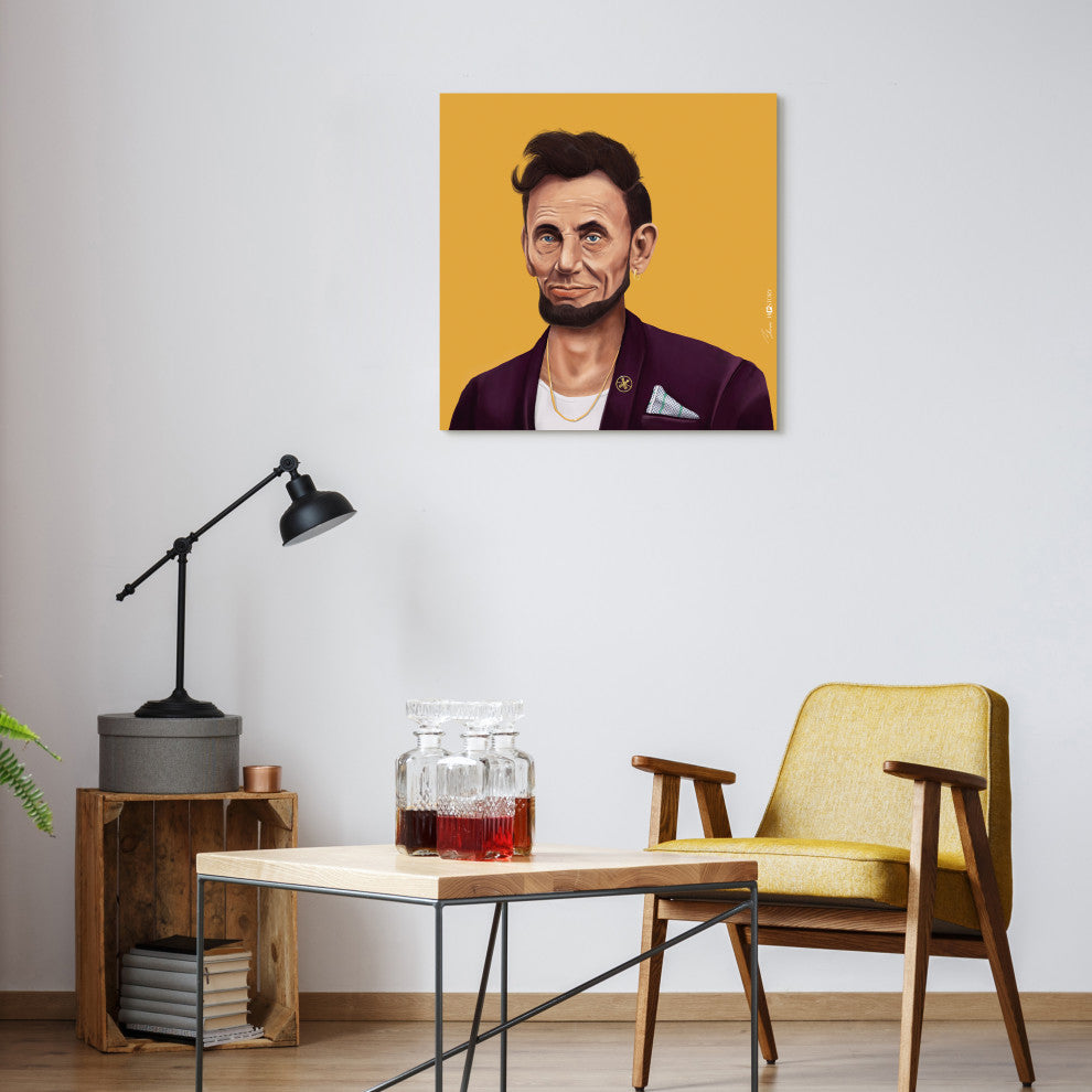 "Hip Abraham Lincoln" Frameless Reverse Printed Tempered Art Glass Wall Art