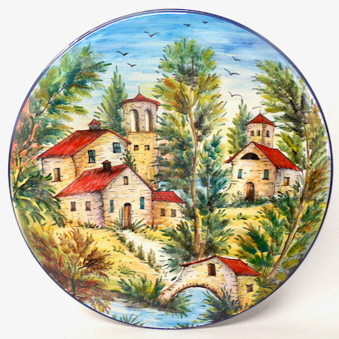 Umbrian Ceramiche Favaroni Carlo Deruta Landscape 16"� Round Serving/Wall Platter
