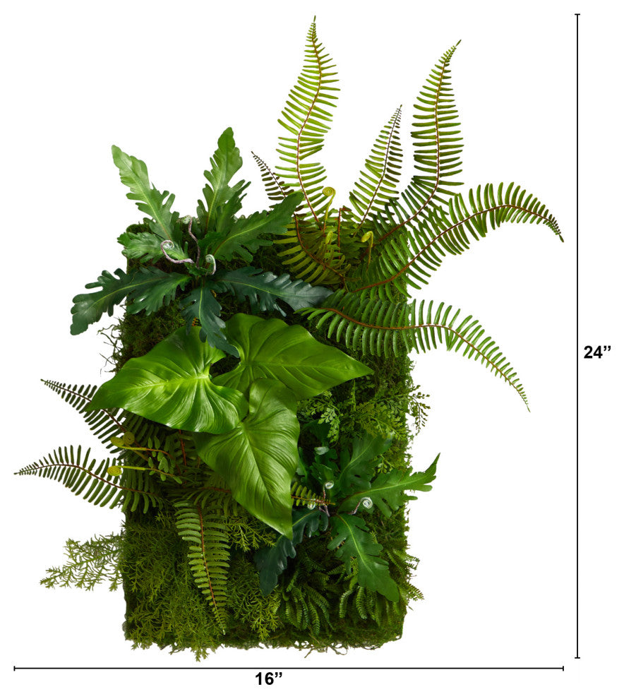 24" x 16" Mixed Foliage Artificial Living Wall