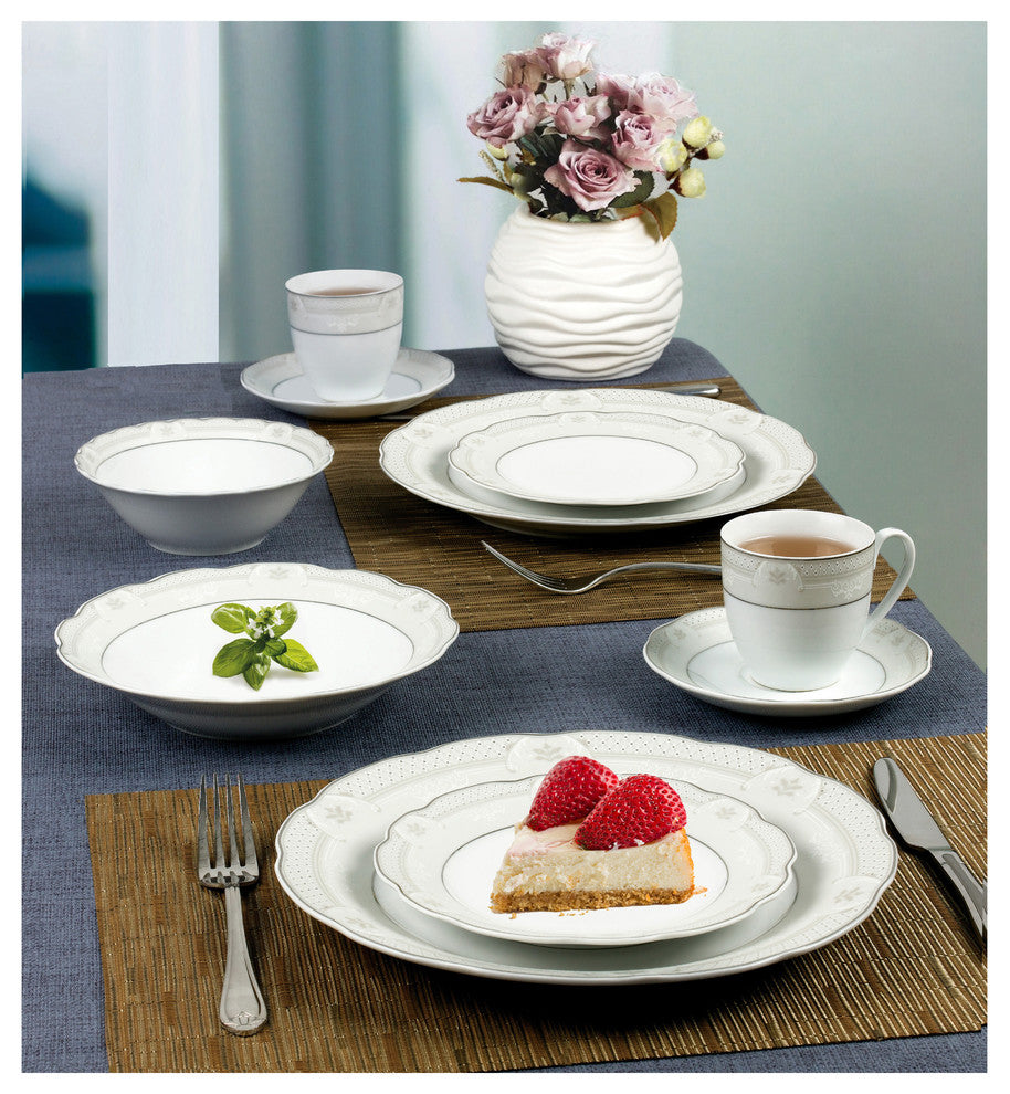 24 Piece Wavy Dinnerware-Porcelain-Srvice for 4-Atara