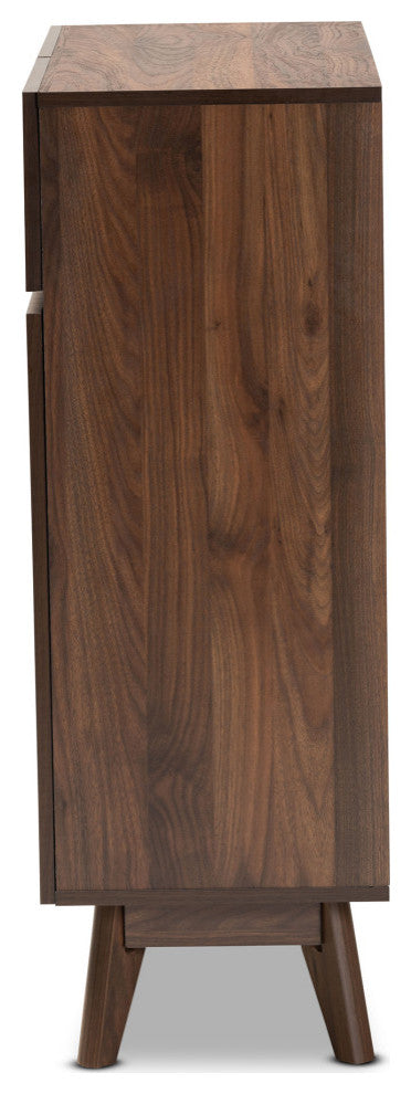 Hugo Mid-Century Shoe Cabinet, Walnut Brown