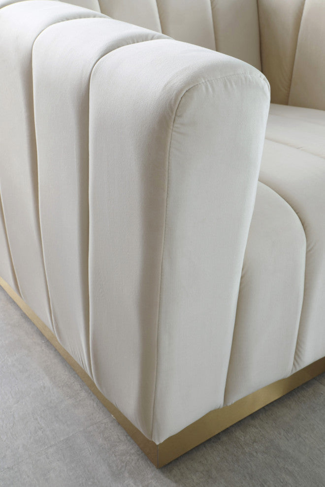 Marlon Velvet Upholstered Loveseat, Cream
