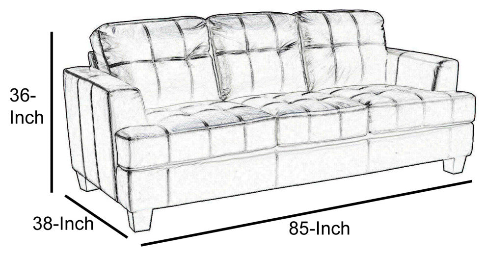 Benzara BM69641 Deluxe Leather Three Seat Sofa, Black