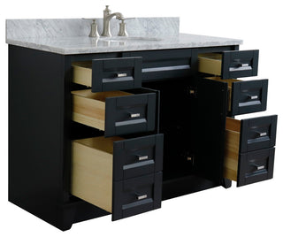 49" Single Sink Vanity, Dark Gray Finish With White Carrara Marble