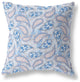 16" Blue Gray Boho Paisley Indoor Outdoor Throw Pillow