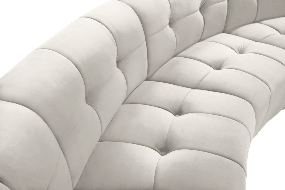 Limitless Velvet Upholstered 5-Piece Modular Sectional, Cream