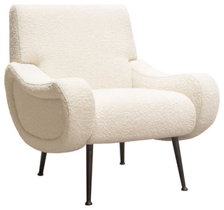 Cameron Accent Chair, Bone Boucle Textured Fabric With Black Leg