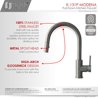 STYLISH Modern Single Handle  Pull down Sprayer  Kitchen Faucet in Gunmetal