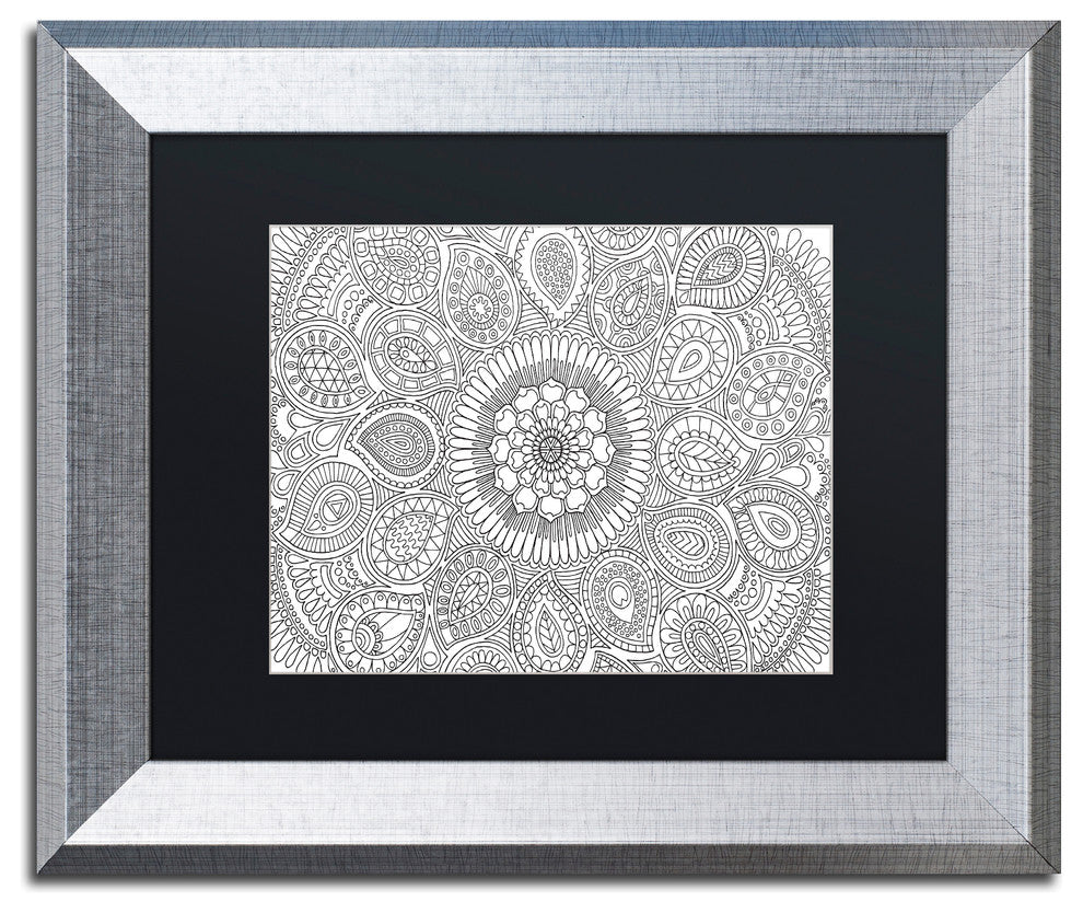 Hello Angel 'Paisley Mandala' Art, Silver Frame, Black Mat, 14x11