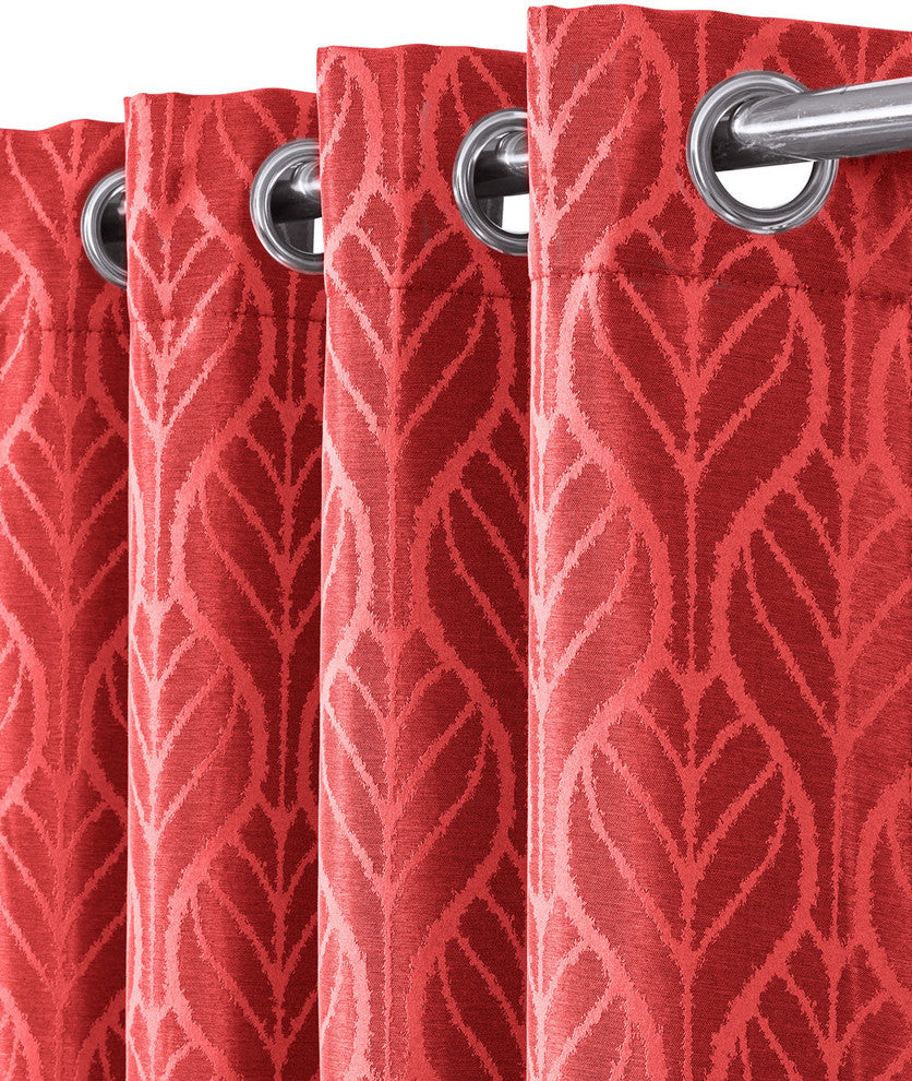 Hilton Blackout Thermal Insulated Curtains, Set of 2, Red, 108"x63"