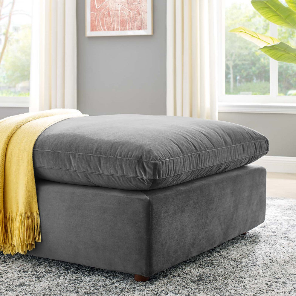 Accent Chair Ottoman, Velvet, Gray, Modern, Living Lounge Hotel Hospitality