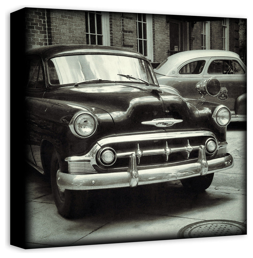 Black and White Vintage Cars Print on Canvas