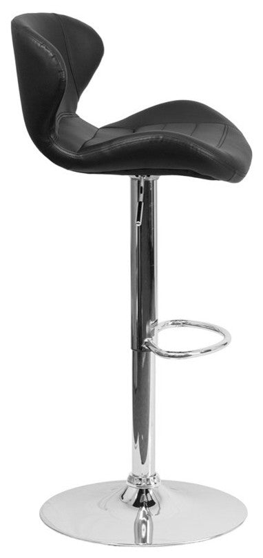 Estella Aila Mid-Back Black Vinyl Swivel Adjustable Barstool