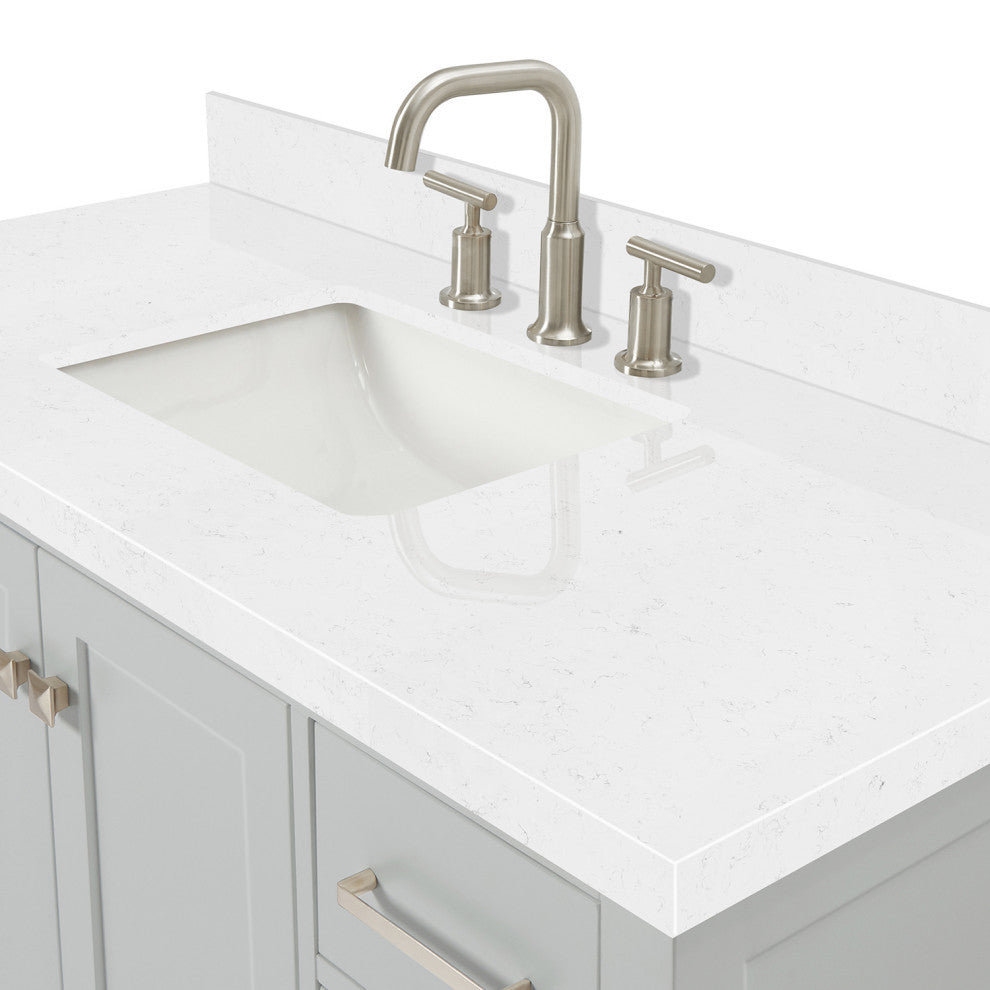 Ariel Cambridge 48" Single Rectangle Sink Vanity, Carrara Quartz