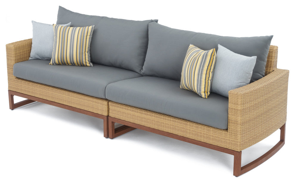 Milea 6 Piece Sunbrella Outdoor Patio Sofa Sectional, Charcoal Gray