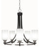 Paramount 5-Light Chandelier, Matte Black & Brushed Nickel, 4" White Muslin