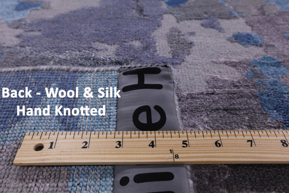 10' 1" X 13' 11" Wool and Silk Modern Hand Knotted Rug Q7246