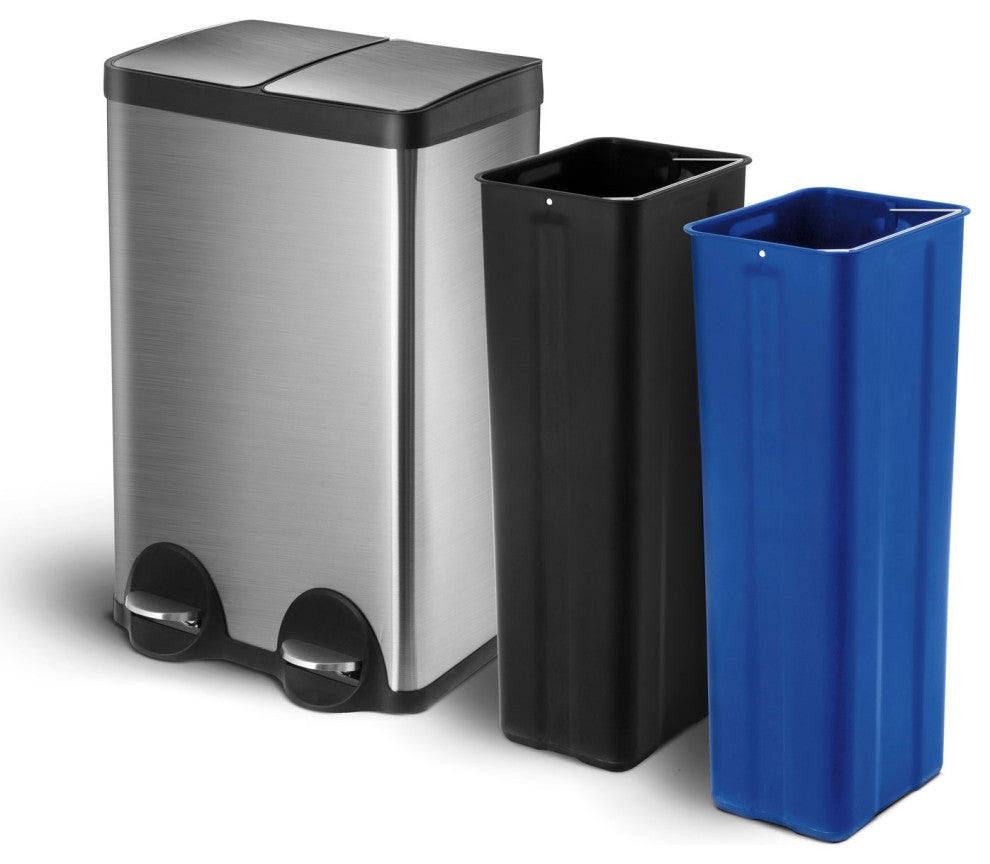 Home Zone Living 15.8 Gallon Dual Kitchen Trash Can in-Home Recycling Bin