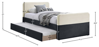 Ivy Upholstered Trundle/Storage Bed, Black, Twin, Velvet