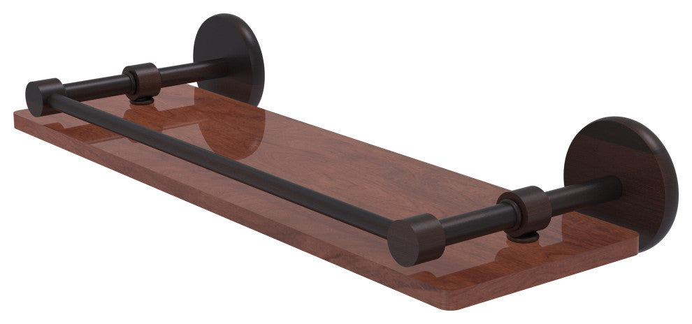 Prestige Skyline 16" Solid Wood Shelf with Gallery Rail, Venetian Bronze
