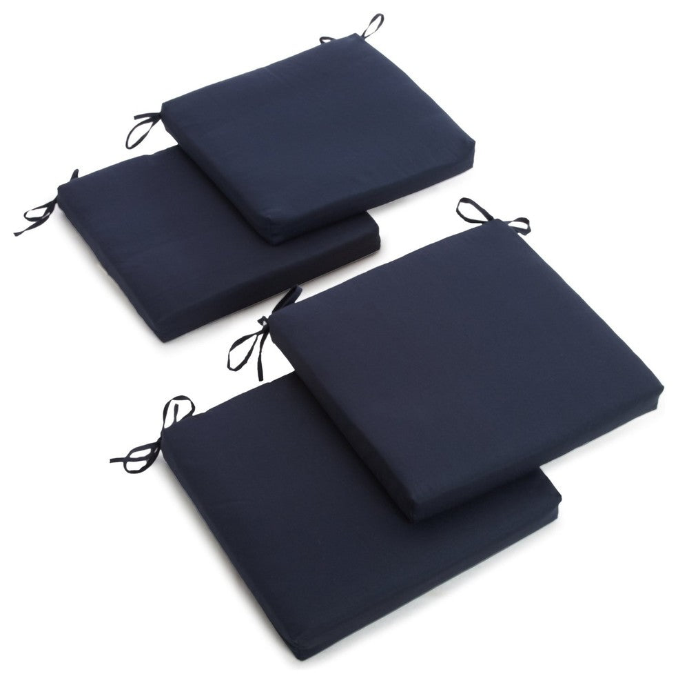 20"x19" Twill Chair Cushion, Set of 4, Navy