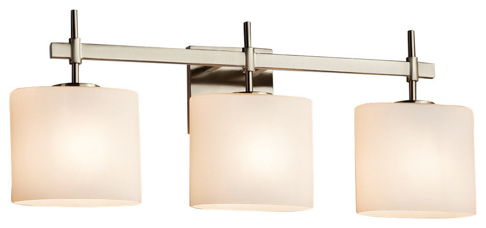 Fusion Union 3-Light Bath Bar, Oval, Brushed Nickel, Opal Shade