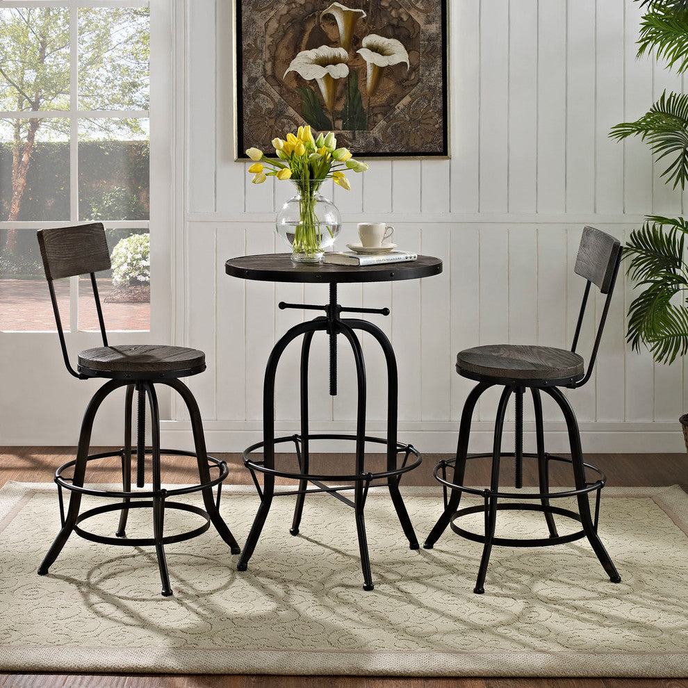 Industrial Modern Dining Bar Stools, Black Metal, Set of 2