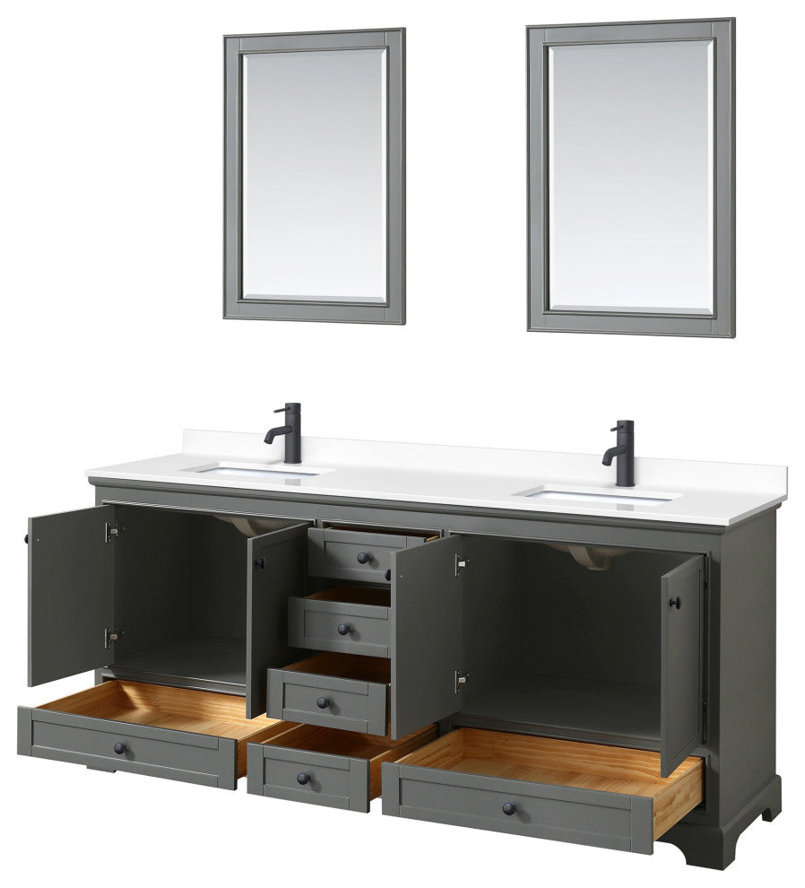 Wyndham Collection WCS202080D-VCA-M24 Deborah 80" - Dark Gray / Carrara