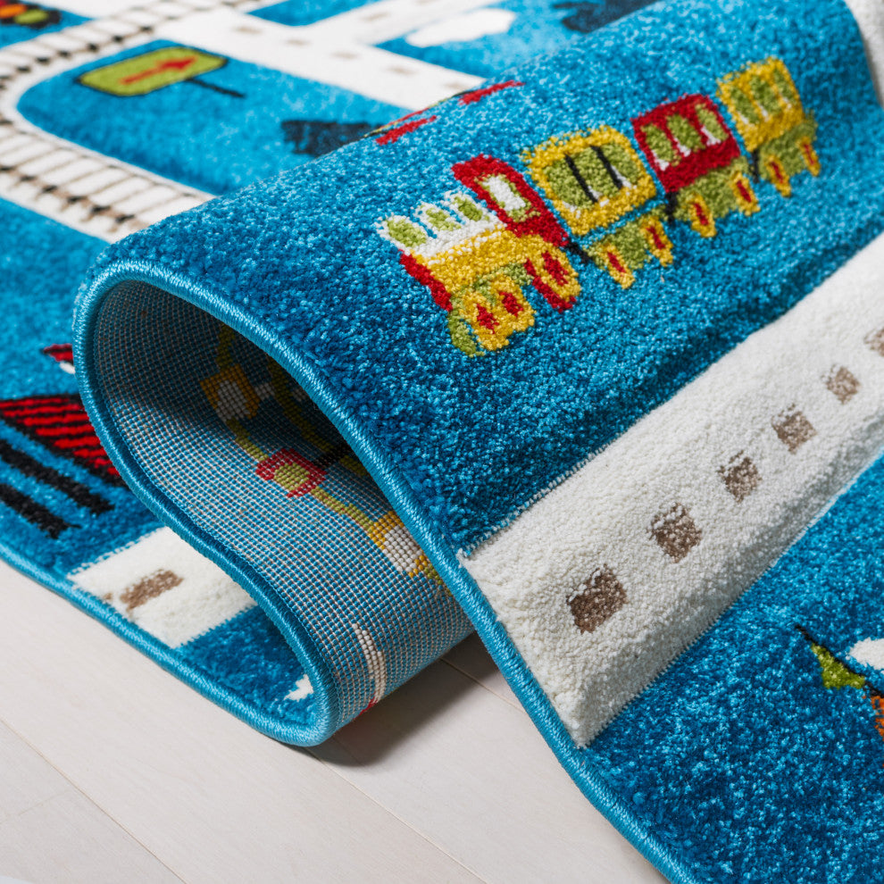 Safavieh Carousel Kids Collection CRK197M Rug, Blue/Beige, 5'3" X 7'6"