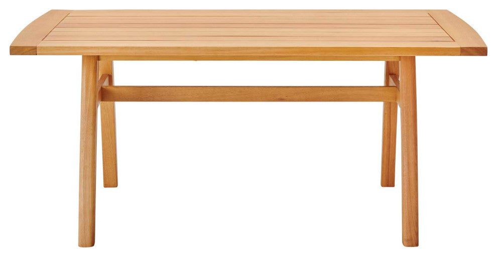 Lounge Dining Table, Rectangular, Wood, Brown Natural, Modern, Outdoor Patio